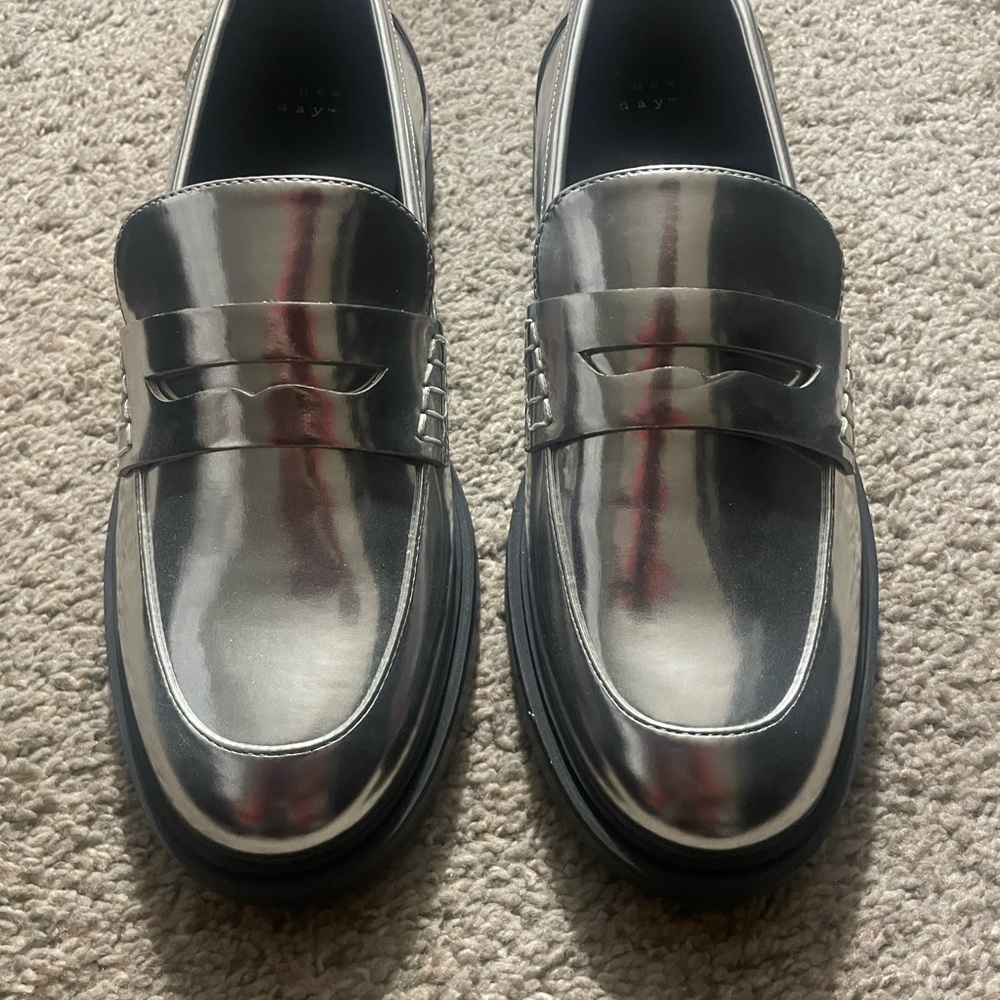 A new day women Metallic Silver Loafers